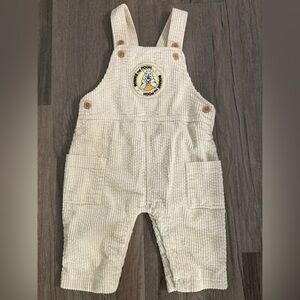 Disney Cream Corduroy Overalls with Pooh Patch